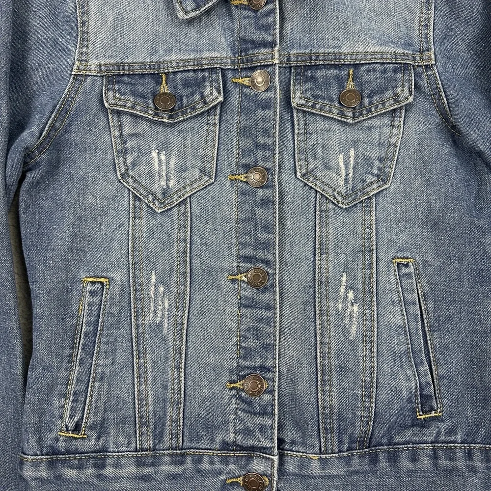 Guess Denim Jacket Youth Medium Blue Long Sleeve Button Up Jean Trucker